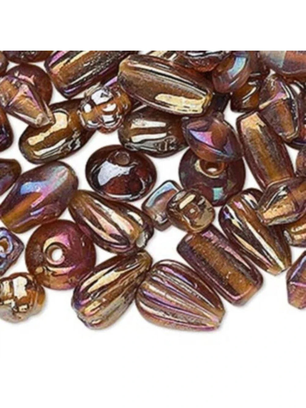 50g Bulk Handcrafted India Lampwork Glass Beads Mix Amber Brown Luster